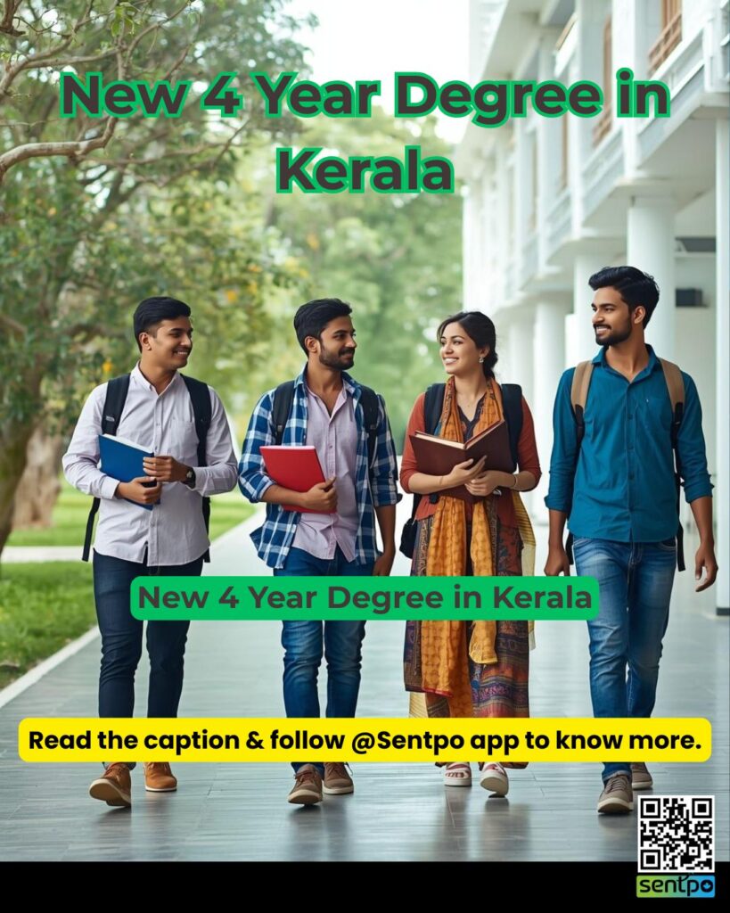 Students studying in Kerala under FYUGP Kerala 4 year degree program in modern university campus