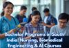 Students studying nursing biomedical engineering and artificial intelligence bachelor programs in South India