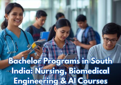 Students studying nursing biomedical engineering and artificial intelligence bachelor programs in South India