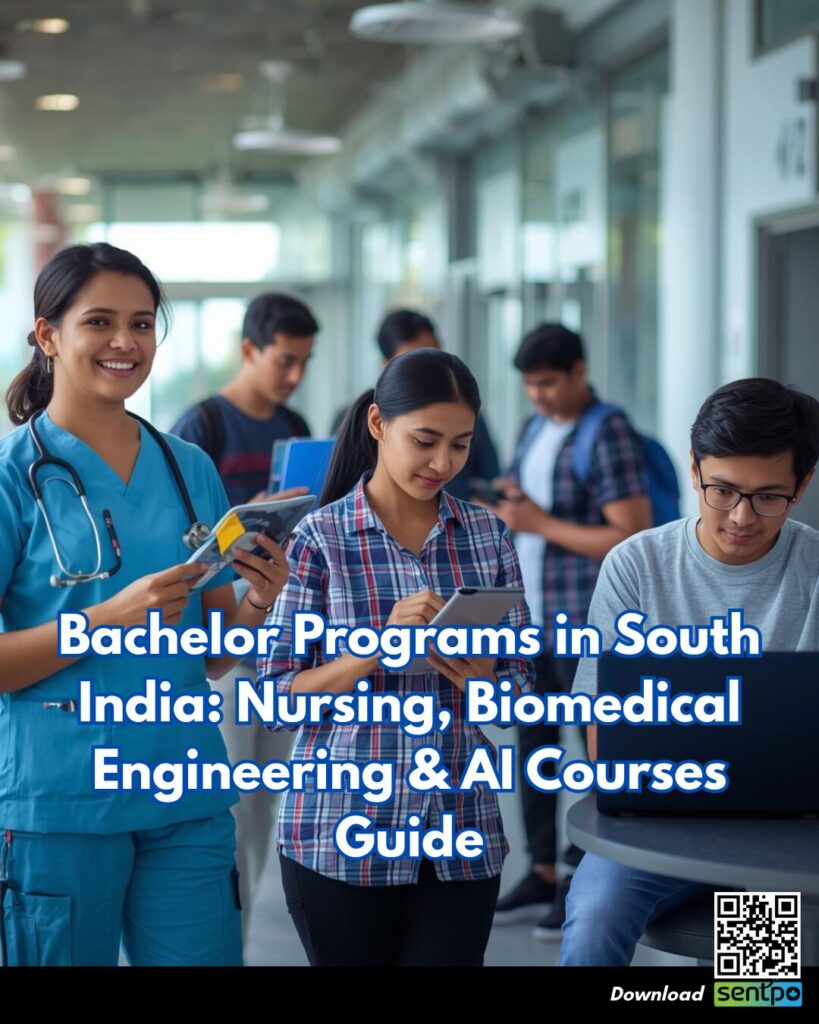 Students studying nursing biomedical engineering and artificial intelligence bachelor programs in South India