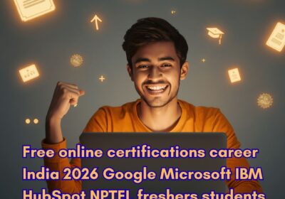 free online certifications career India 2026 Google Microsoft IBM HubSpot NPTEL freshers students Sentpo