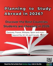 orld map showing the best countries to study abroad in 2026 including Germany, France, Malaysia and Indonesia