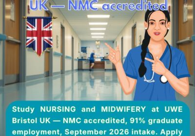 nursing and midwifery programs UK international students — UWE Bristol Glenside campus healthcare facility