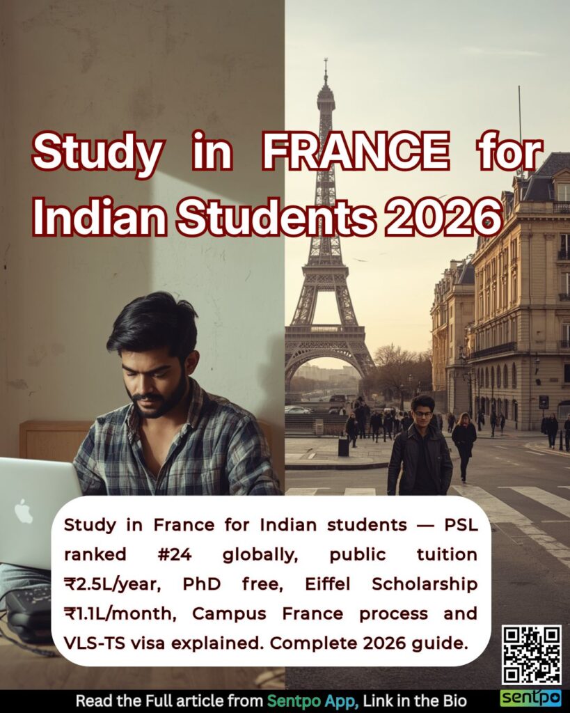 study in France for Indian students 2026 universities fees visa Campus France guide Sentpo
