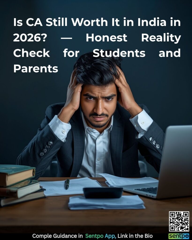 is CA worth it India 2026 pass rate salary fresher Big 4 articleship AI impact CA vs MBA honest reality check Sentpo