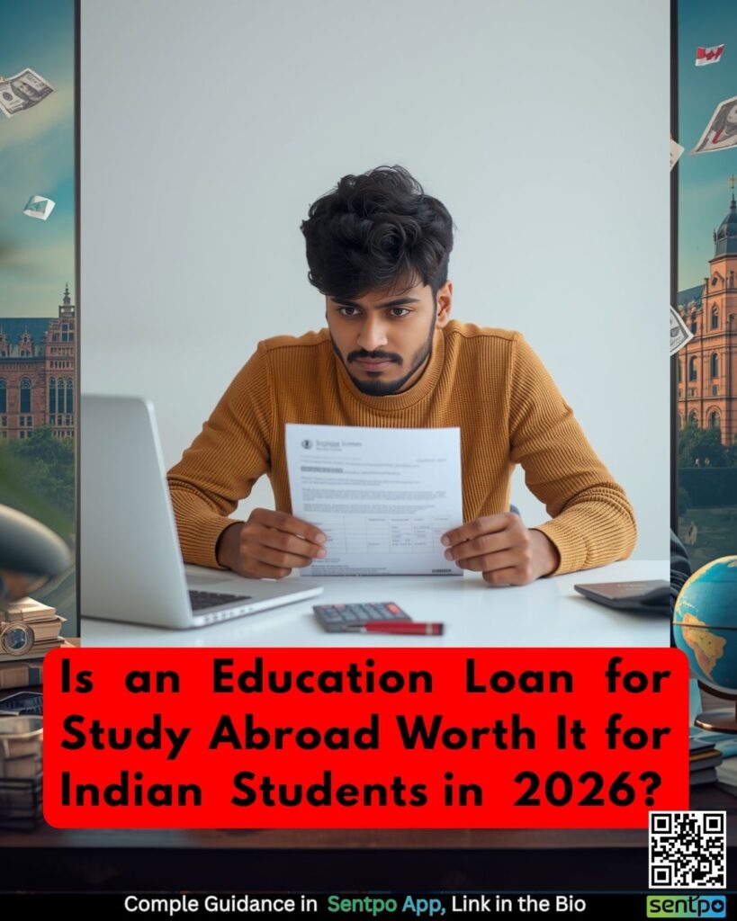 education loan study abroad worth it Indian students 2026 ROI break even interest rate debt trap Sentpo