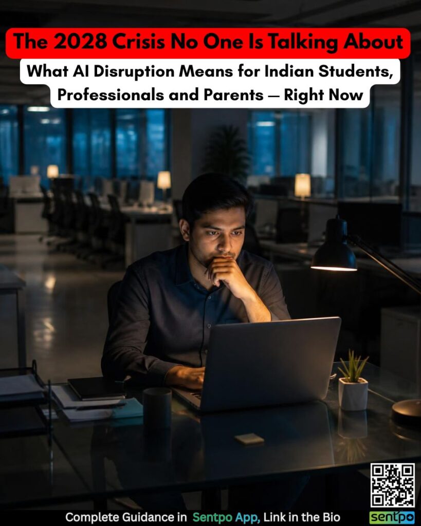 Indian student and professional reading the Citrini Research 2028 Global Intelligence Crisis report — AI job displacement guide for Indian students and professionals
